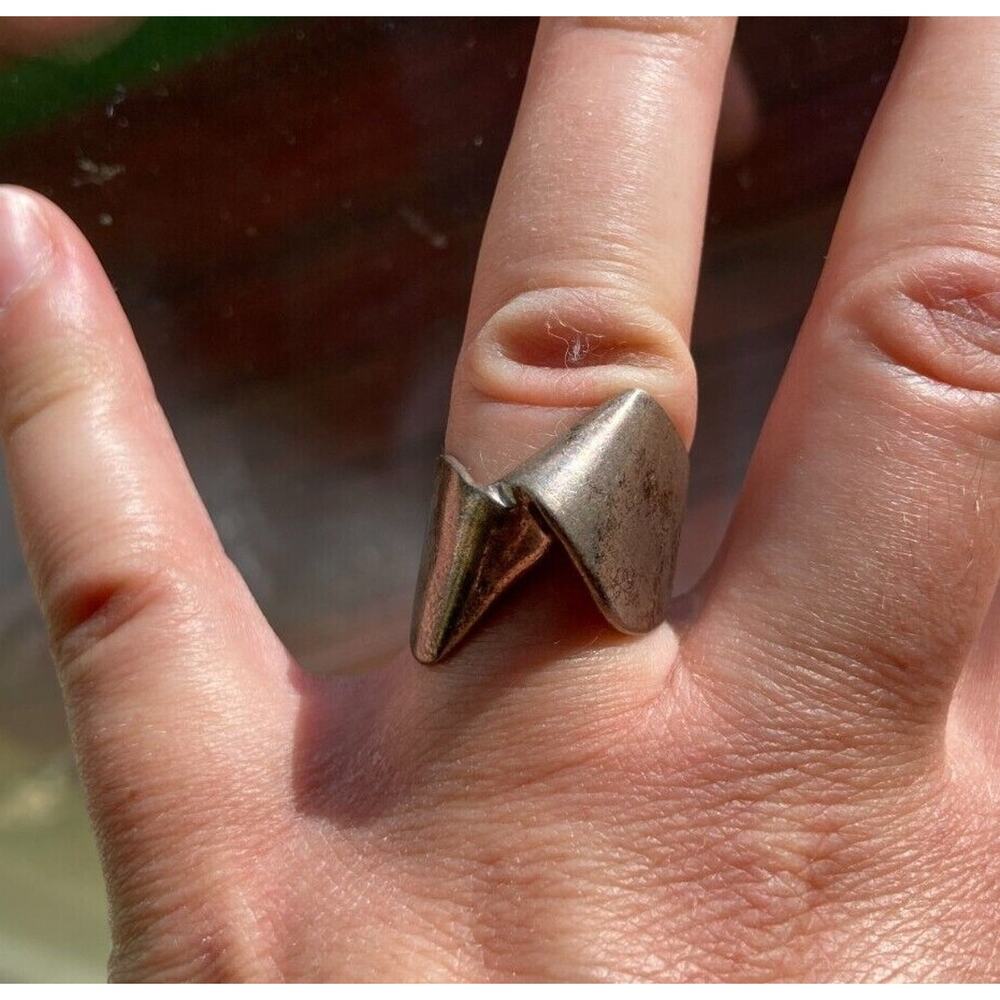 Modern JAD Italian Clavenzani Sterling Silver 925 Modernist Ring Size 6.5